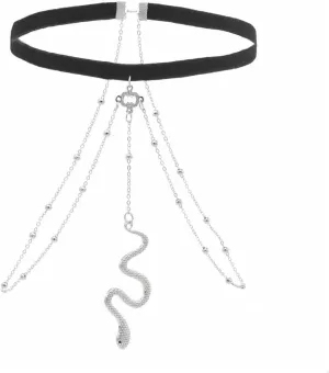 Punk Gold Snake Necklace Choker Pendant for Women Snake Leg Chains,Y2k Snake Layered Necklaces Body Chains Thigh Chains for Summer Beach Accessories