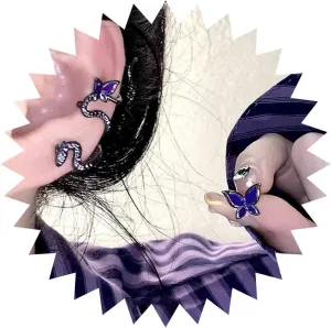 Punk Snake Ear Cuff Earrings Snake Cuff Climber Earrings Serpent Cuff Wrap Earrings Black Snake Cartilage Cuff Earrings Purple Butterfly Stud Earrings Butterfly Crawler Cuff Earrings Jewelry