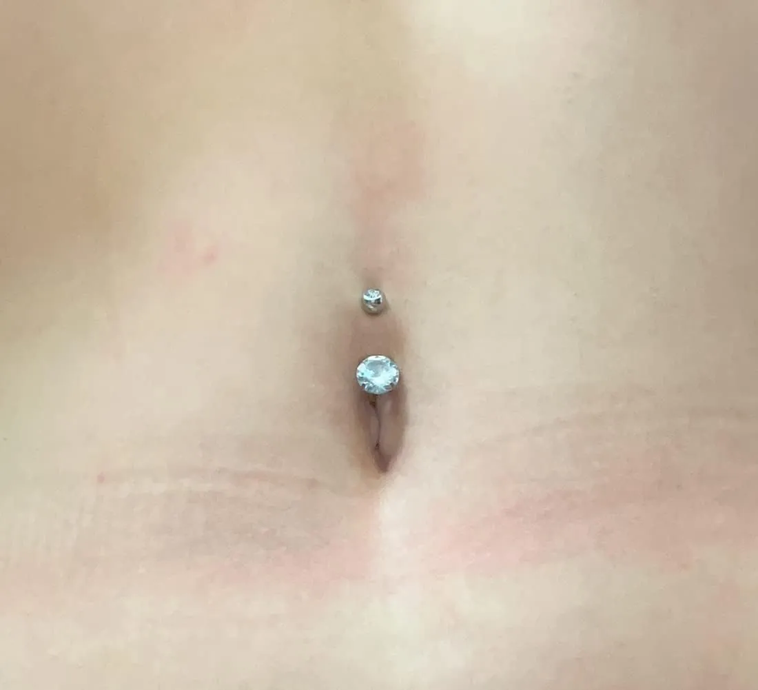 QWALIT Belly Button Rings 14G Surgical Steel Belly Rings CZ Opal Navel Piercing Jewelry for Women Girls 3/8" 10mm Silver Rose Gold