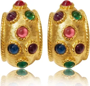 Resin Earrings Flower Shape Stud Earrings Chunky Gold Stud Earrings Colorful Earrings Vintage Jewelry for Gifts