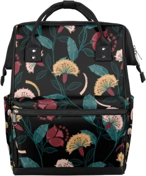 Retro Bohemian Floral Diaper Bag Tote Large Capacity Waterproof with Adjustable Shoulder Strap and Pram Straps Mommy Bag for Hospital Beach Weekender Travel