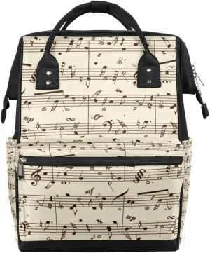 Retro Sheet Music Diaper Bag Tote Large Capacity Waterproof with Adjustable Shoulder Strap and Pram Straps Mommy Bag for Hospital Beach Weekender Travel