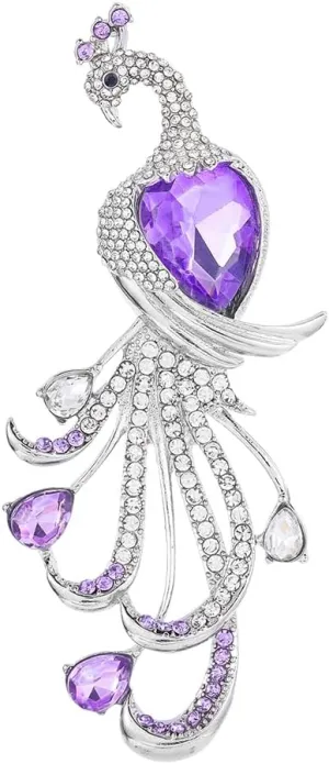 Rhinestone Peacock Brooch Pins for Women Fashion Vintage Crystal Animal Bird Brooches Lapel Pin Jewelry Gifts