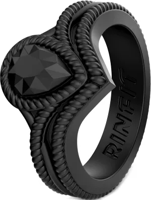 Rinfit Silicone Rings for Women - Pear Engagement Silicone Ring - Womens Rubber Wedding Bands - Patented Design