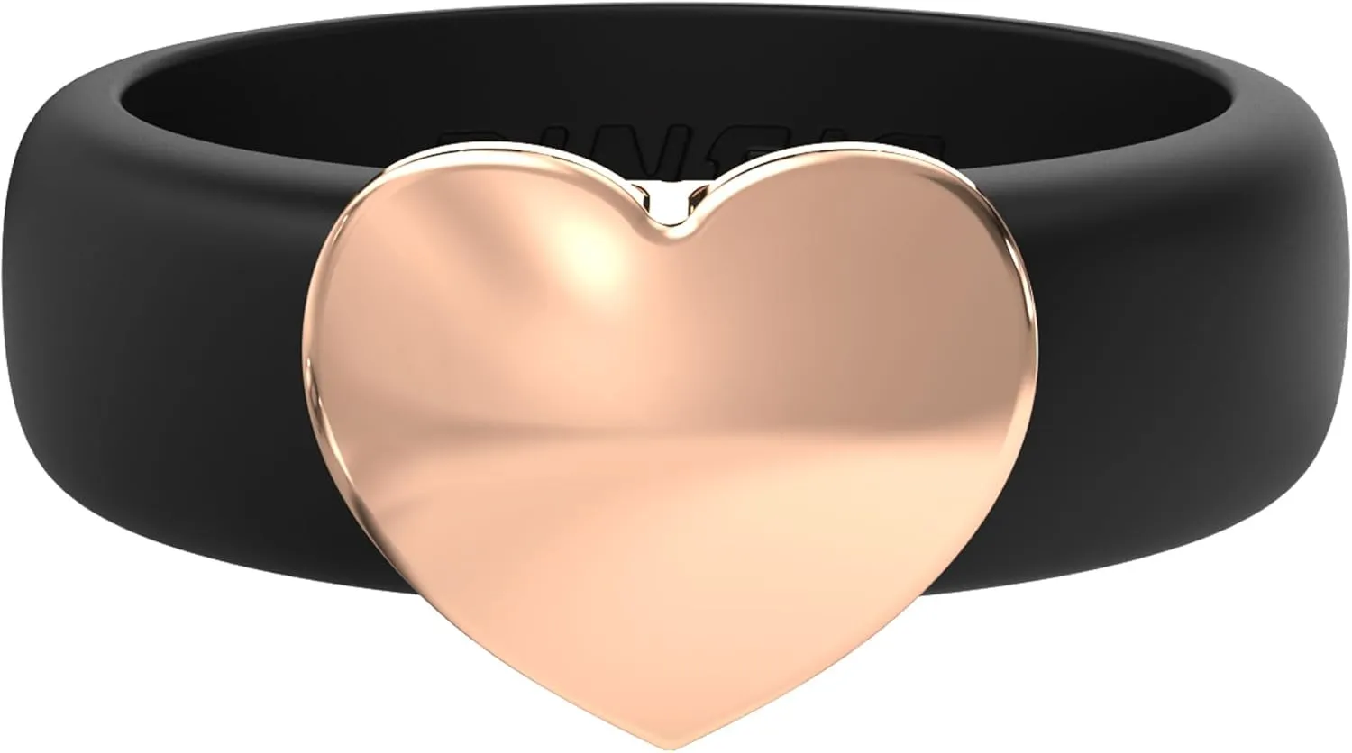 Rinfit Womens Silicone Wedding Ring with Stainless Steel Heart - Silicone Engagement Ring for Women - Heart Collection - U.S. Design Patent Pending