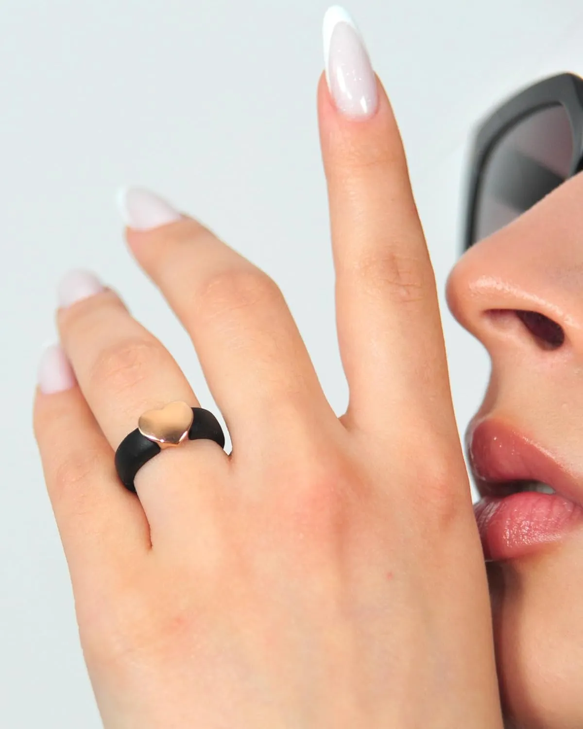 Rinfit Womens Silicone Wedding Ring with Stainless Steel Heart - Silicone Engagement Ring for Women - Heart Collection - U.S. Design Patent Pending