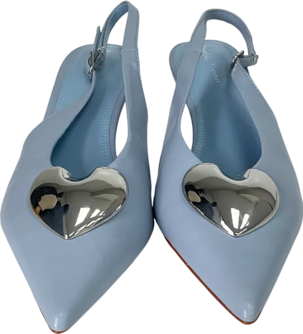 River Island Blue Heart Sling Back Heeled Court Shoes UK 7 EU 40 