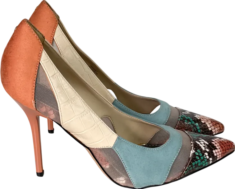River Island Multicoloured Panel Heeled Court Heels UK 7 EU 40 
