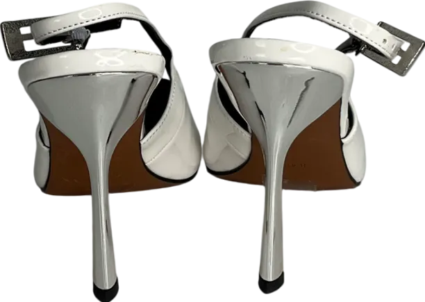 River Island White Sling Back Heeled Court Shoes UK 8 EU 41 