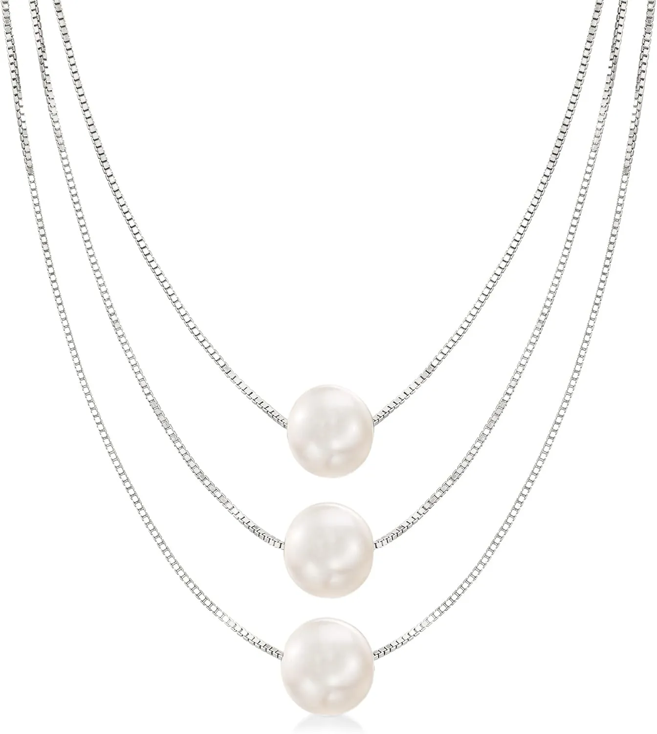 Ross-Simons 9-9.5mm Cultured Pearl 3-Strand Layered Necklace