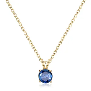 Sapphire Necklace 14K Gold Necklaces Dainty Round Necklace Birthstone Necklace Navy Blue Pendant Necklaces for Women