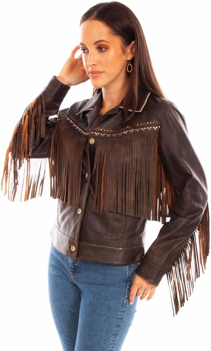 Scully Western Jacket Womens Embroidery Fringe Chocolate F0_L1114