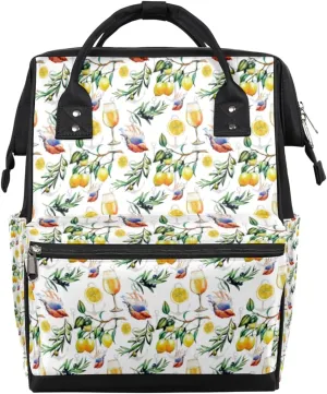 Sea Shell Olive Lemon Diaper Bag Tote Large Capacity Waterproof with Adjustable Shoulder Strap and Pram Straps Mommy Bag for Hospital Beach Weekender Travel