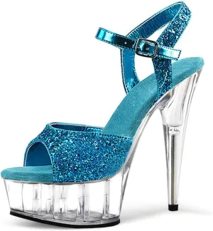 Sexy 20cm/7.8inch Platform Glitter High Heels Ankle Strap Dance Pumps Crystal Sole high-Heeled Sandals Stripper Stage Pole Dancing Dress Shoes Plus Size Unisex