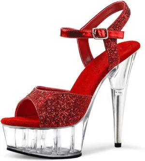 Sexy 20cm/7.8inch Platform Glitter High Heels Ankle Strap Dance Pumps Crystal Sole high-Heeled Sandals Stripper Stage Pole Dancing Dress Shoes Plus Size Unisex