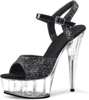 Sexy 20cm/7.8inch Platform Glitter High Heels Ankle Strap Dance Pumps Crystal Sole high-Heeled Sandals Stripper Stage Pole Dancing Dress Shoes Plus Size Unisex