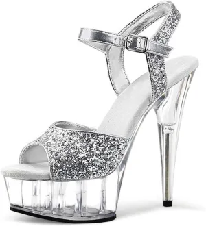 Sexy 20cm/7.8inch Platform Glitter High Heels Ankle Strap Dance Pumps Crystal Sole high-Heeled Sandals Stripper Stage Pole Dancing Dress Shoes Plus Size Unisex
