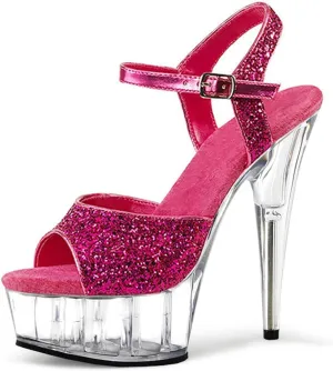 Sexy 20cm/7.8inch Platform Glitter High Heels Ankle Strap Dance Pumps Crystal Sole high-Heeled Sandals Stripper Stage Pole Dancing Dress Shoes Plus Size Unisex