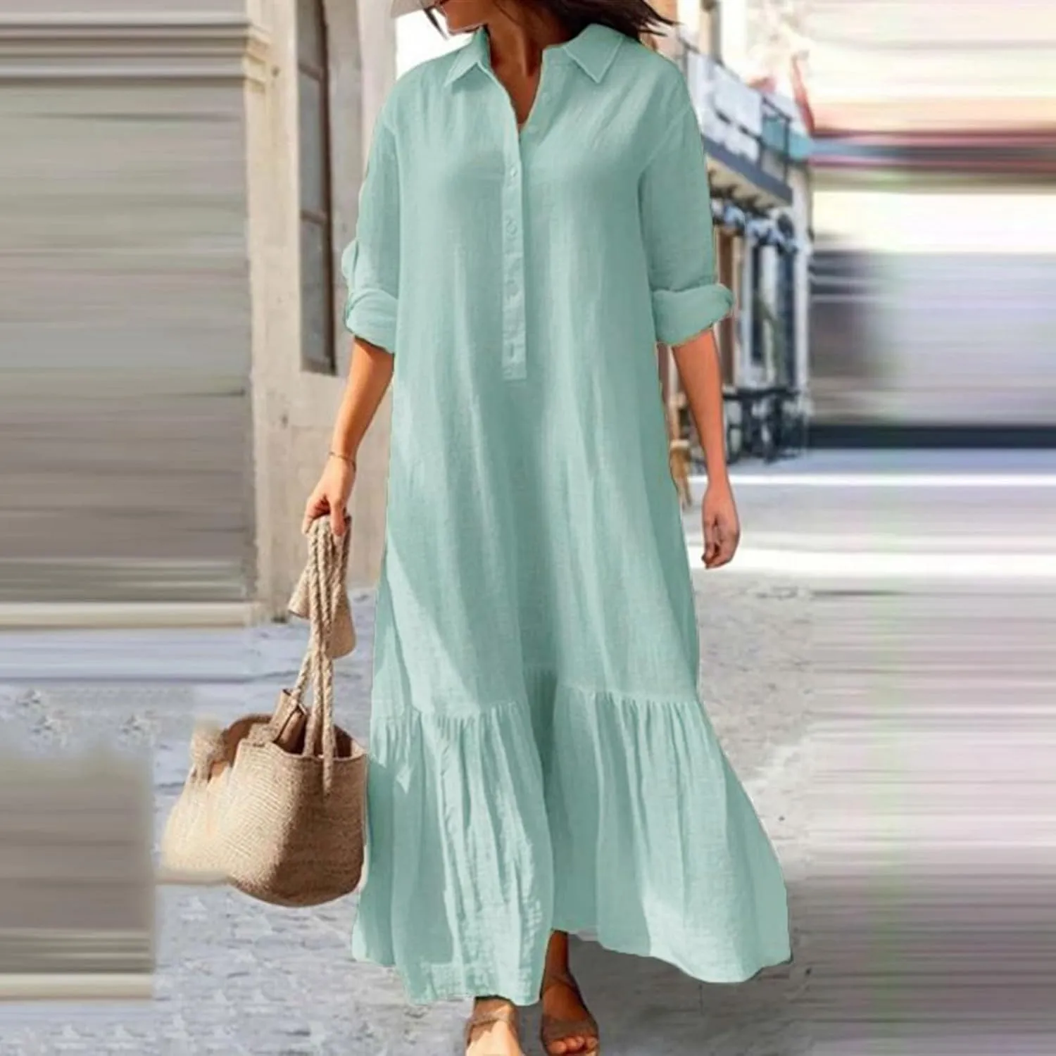 Sexy Summer Dresses for Women 2024 Long Button Maxi Shirt Dress Royal Blue Dresses for Women Office Dresses for Women