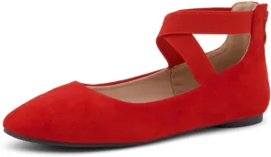 Shoe Land Women's Flats  Dressy & Casual Almond Toe Flat Shoes with Elastic Ankle Strap, Comfortable Slip-On Ballet Flats for Work, Office & Special Occasions