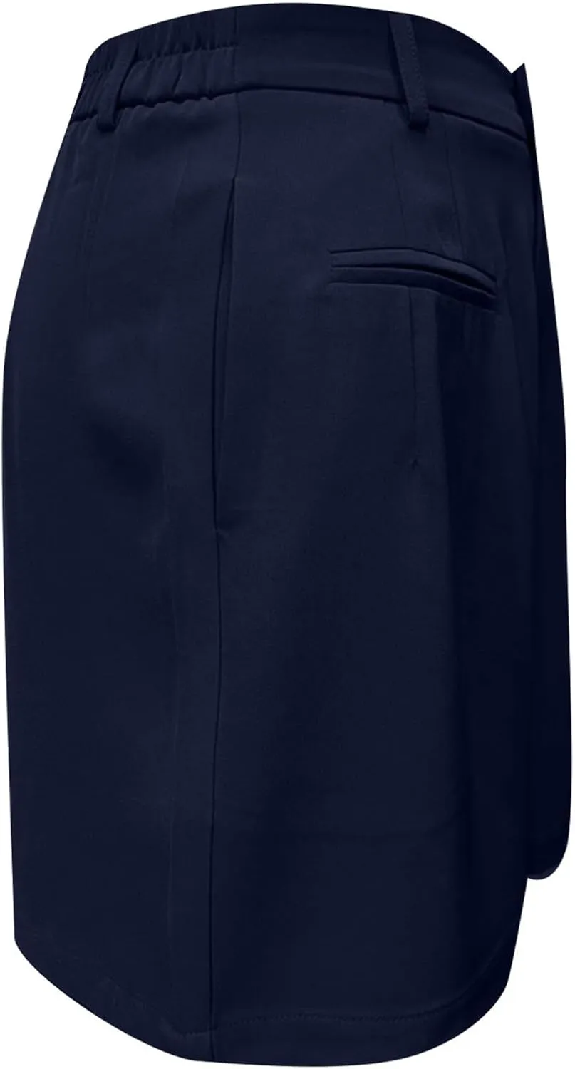 Shorts for Women Dressy Casual Loose Summer Wide Leg Elastic Waist Work Business Office Trouser Shorts with Pockets