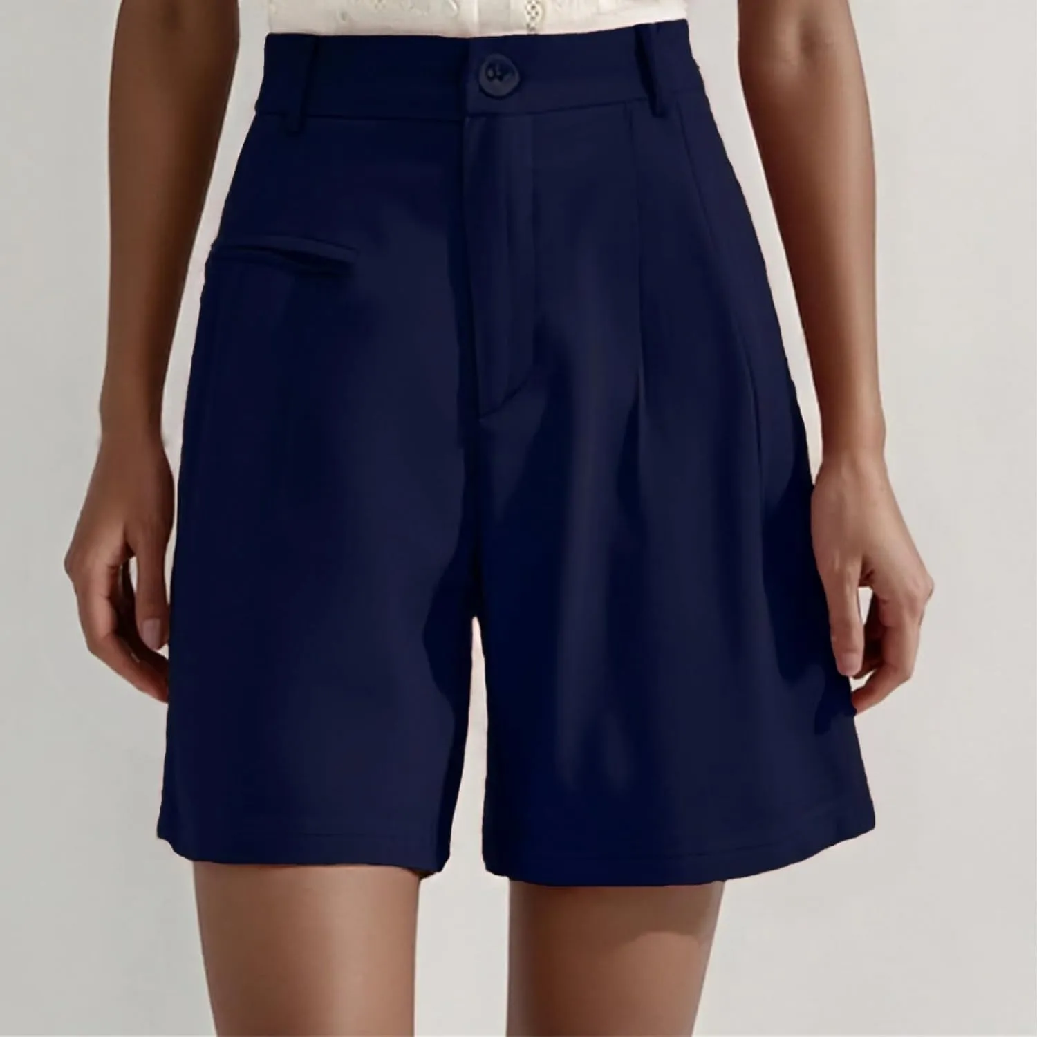 Shorts for Women Dressy Casual Loose Summer Wide Leg Elastic Waist Work Business Office Trouser Shorts with Pockets