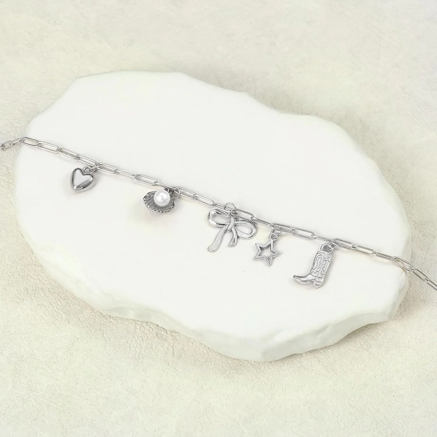Silver Charm Necklace Cowgirl Necklace Trendy Western Jewelry for Women Handmade Cowboy Boot Necklaces Cowgirl Outfits for Women Western Boho Accessories Gifts