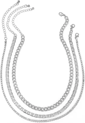 Simple Necklaces for Women, Long Necklaces Gold Plated Thin Rhinestones Chain Jewelry for Her Adjustable