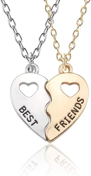 Sisadodo BFF Friendship Necklace for 2 - Best Friend Necklaces BFF Gifts for 2 Matching Heart Best Friends Forever Pendant Necklaces Set