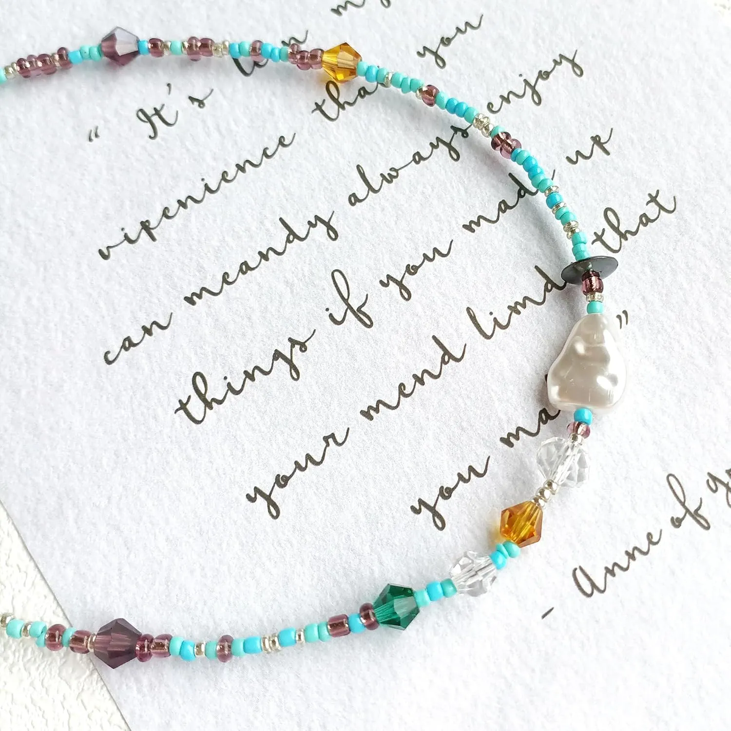 S.J JEWELRY Beaded Necklaces for Women Colorful Seed Bead Necklace Boho Necklaces for Women Beach Necklaces Summer Necklace Choker for Women Stainless Steel 18K Gold Plated