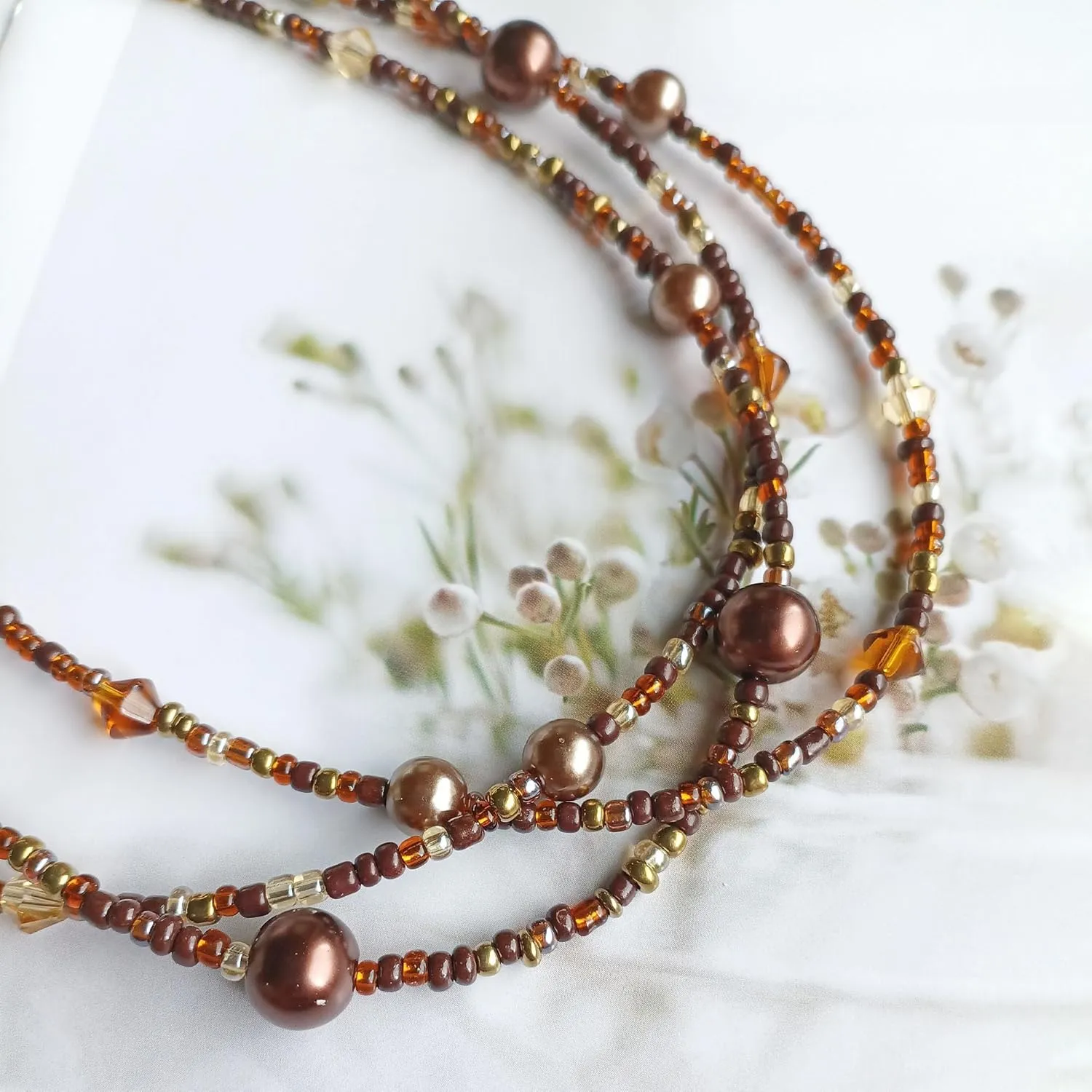 S.J JEWELRY Multi Strand Beaded Necklaces for Women Colorful Beaded Necklace Boho Necklaces for Women Summer Beach Pearl Choker Layered Necklace