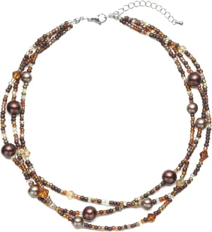 S.J JEWELRY Multi Strand Beaded Necklaces for Women Colorful Beaded Necklace Boho Necklaces for Women Summer Beach Pearl Choker Layered Necklace