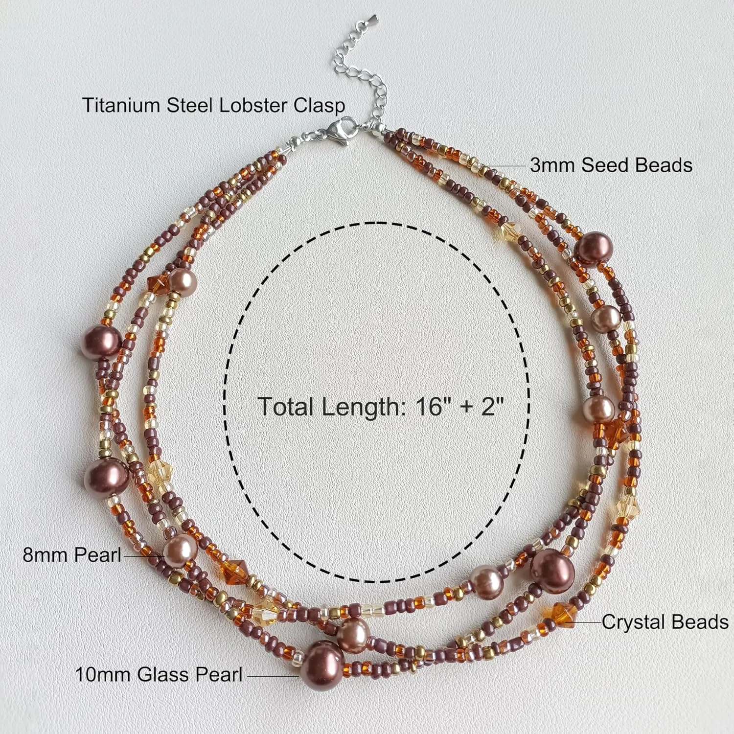 S.J JEWELRY Multi Strand Beaded Necklaces for Women Colorful Beaded Necklace Boho Necklaces for Women Summer Beach Pearl Choker Layered Necklace