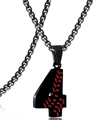 SKQIR Baseball Jersey Number Pendant for Men & Boys - Stainless Steel Chain for Athletes - Black