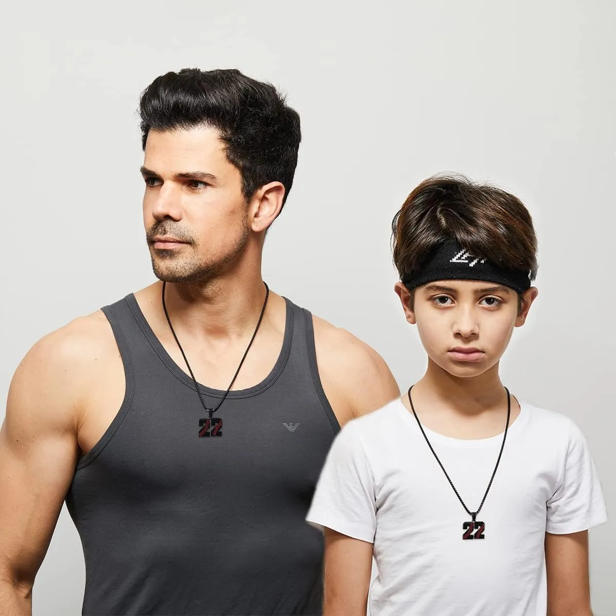 SKQIR Baseball Jersey Number Pendant for Men & Boys - Stainless Steel Chain for Athletes - Black
