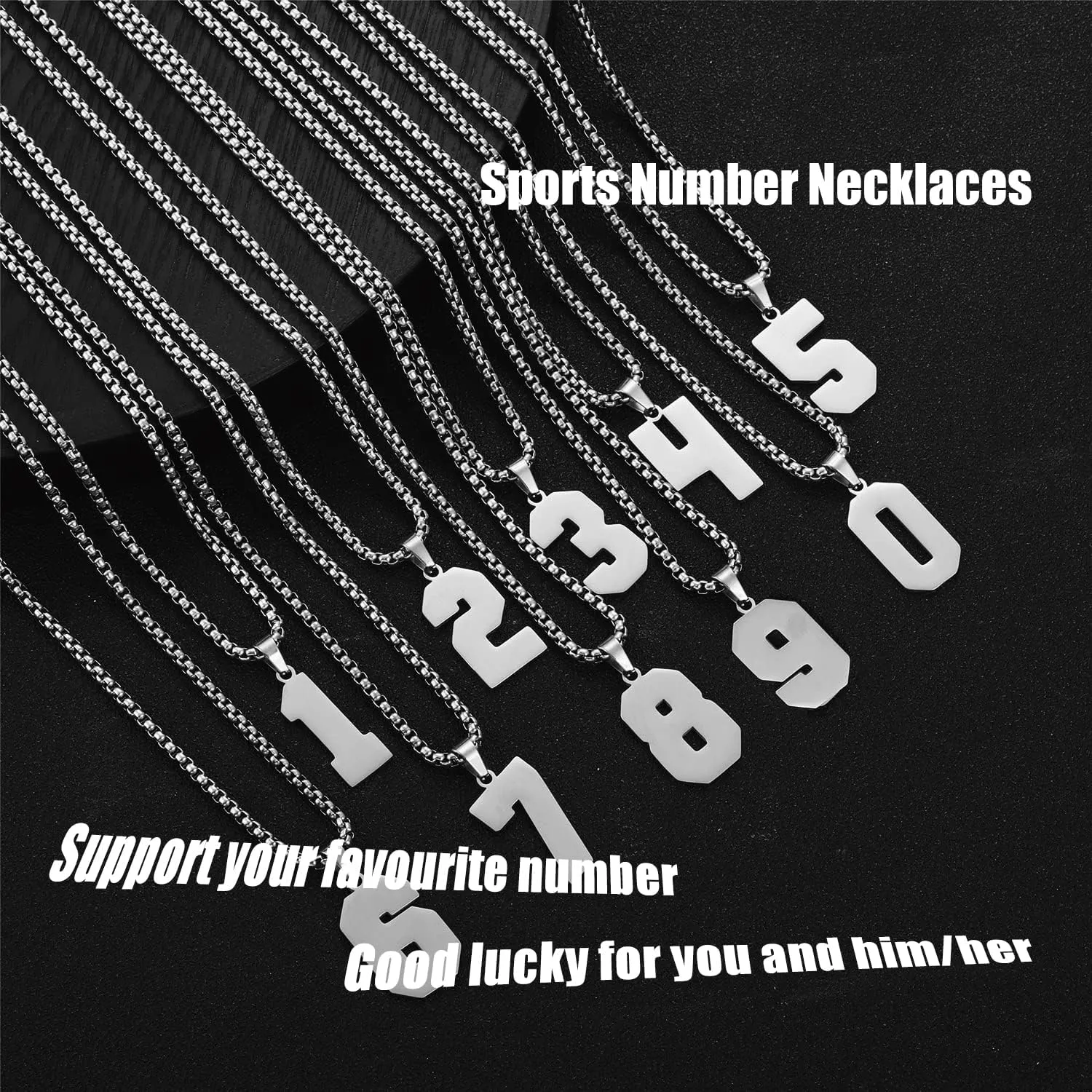 SKQIR Number Necklace for Men Black Baseball Jersey Number Pendant for Boys Athletes Number Chain Pendant for Boys Sport Stainless Steel necklace Stocking Stuffers Christmas New Year Gifts for Men