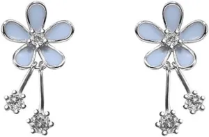 SLUYNZ 925 Sterling Silver Pretty Flowers Earrings Studs for Women Teens Elegant CZ Flowers Studs Earrings