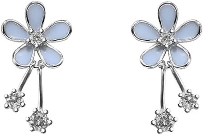 SLUYNZ 925 Sterling Silver Pretty Flowers Earrings Studs for Women Teens Elegant CZ Flowers Studs Earrings