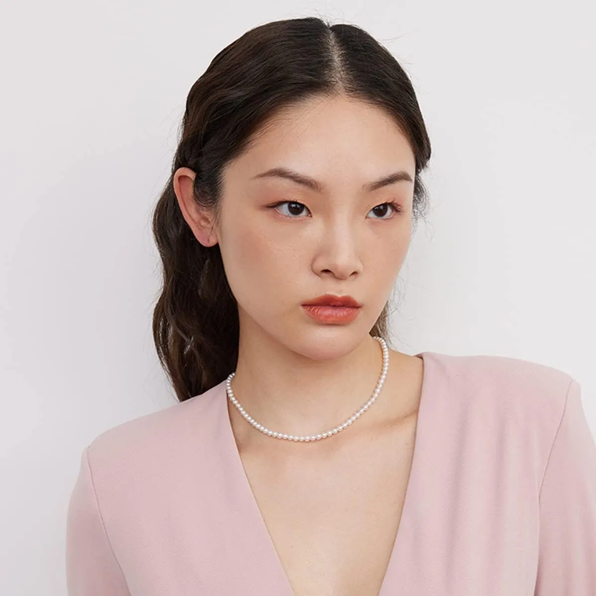 Small Faux Pearl Necklace White Grey Pearl Choker Necklace Gold Necklace Stainless Steel Jewelry Gifts