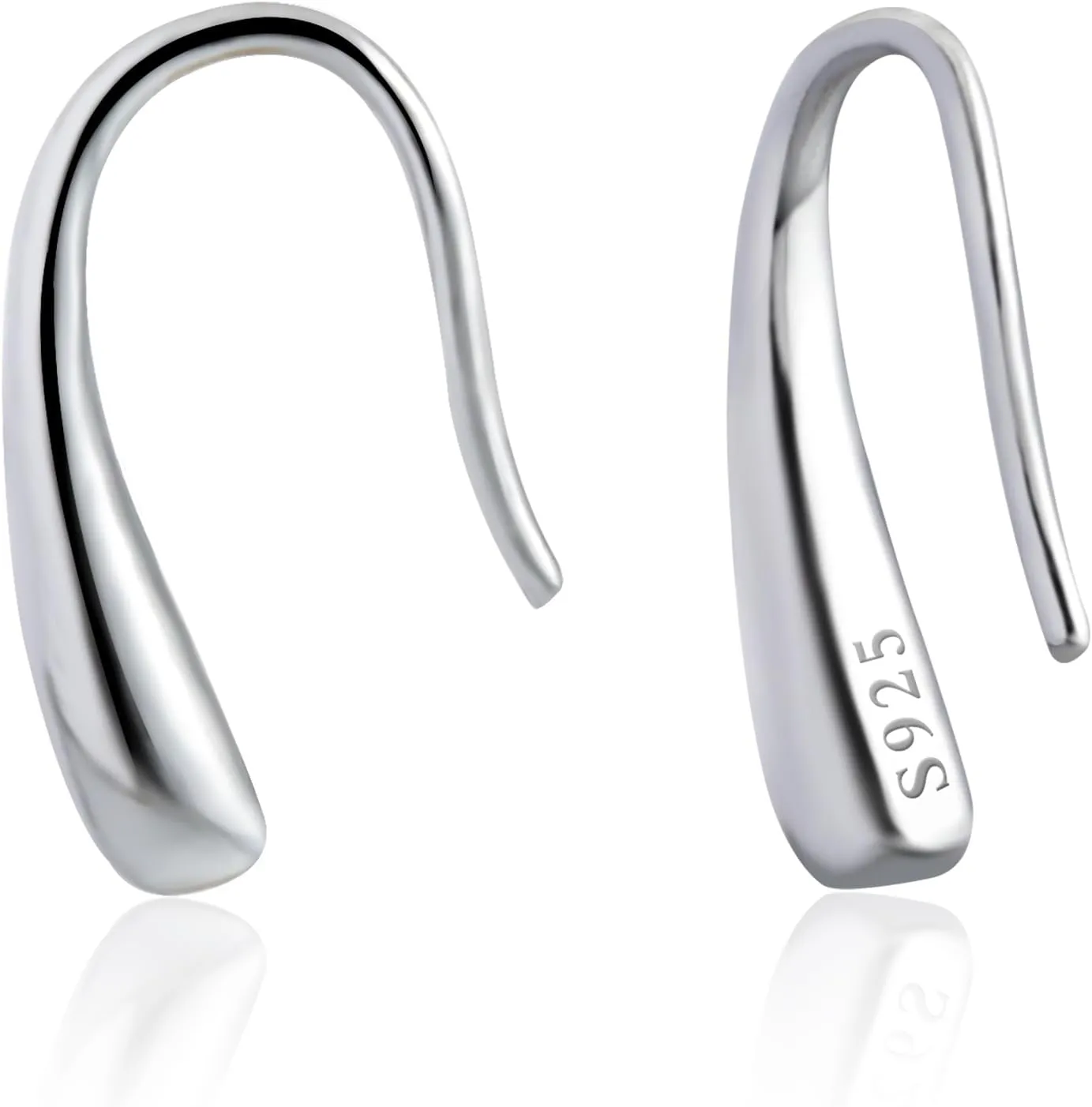 Small Hoop Earrings Pull Through Earrings 925 Sterling Silver Earrings Threader Earrings Hypoallergenic Open Teardrop Earrings Hoop Earrings for Women Trendy (Sliver & Gold)