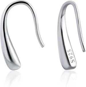 Small Hoop Earrings Pull Through Earrings 925 Sterling Silver Earrings Threader Earrings Hypoallergenic Open Teardrop Earrings Hoop Earrings for Women Trendy (Sliver & Gold)