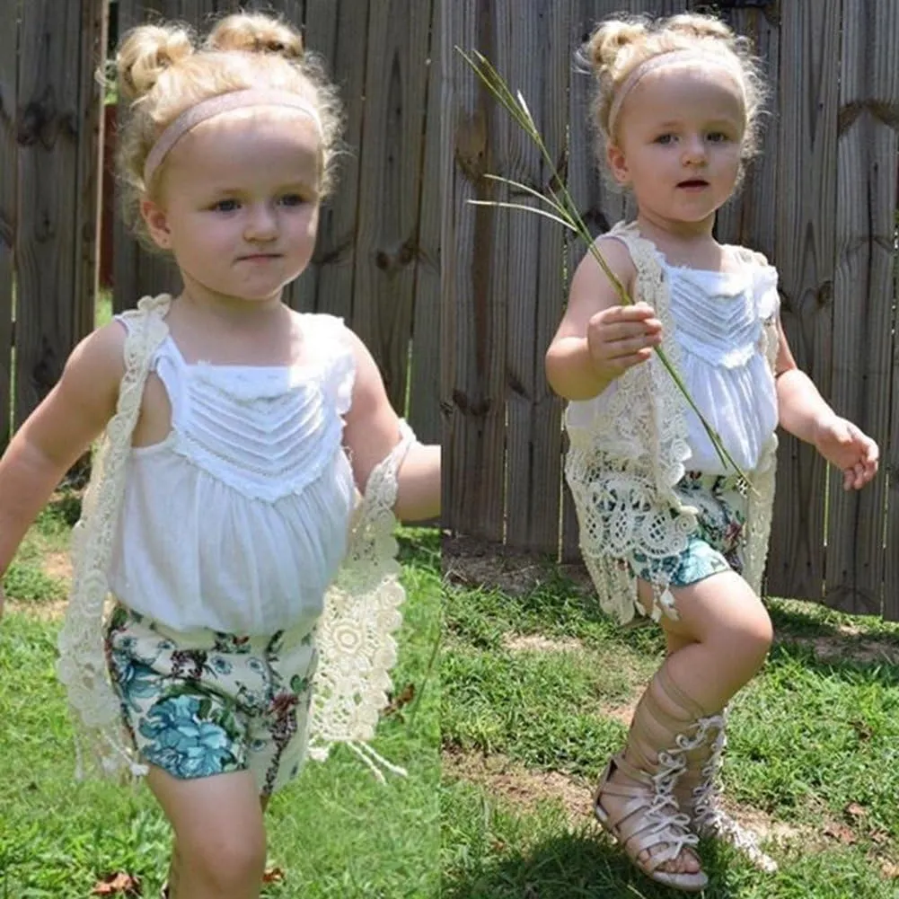 SMILING PINKER Little Girl's Crochet Vest with Fringe
