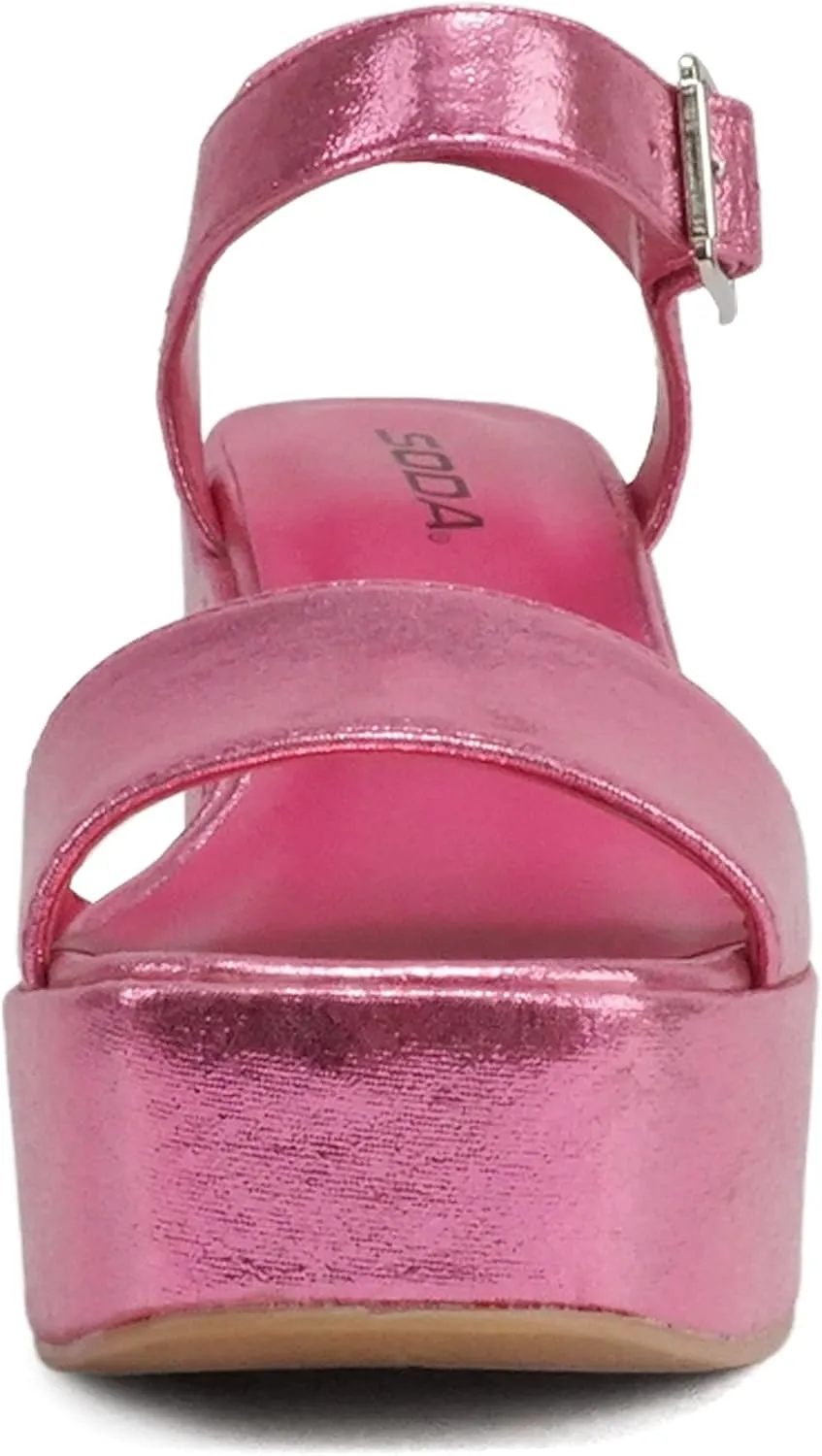 Soda Launch ~ Women Open Toe Ankle Strap Platform Chunky High Heeled Sandal