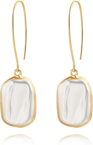 SOFYBJA Statement Long Gold Circle Simicircle Ball Dangling Earrings for Women Lightweight Circle Disc Coin Geometric Flat Brushed 18k Gold Plated Drop Dangle Hanging Hoop Earrings for women Gift for Her