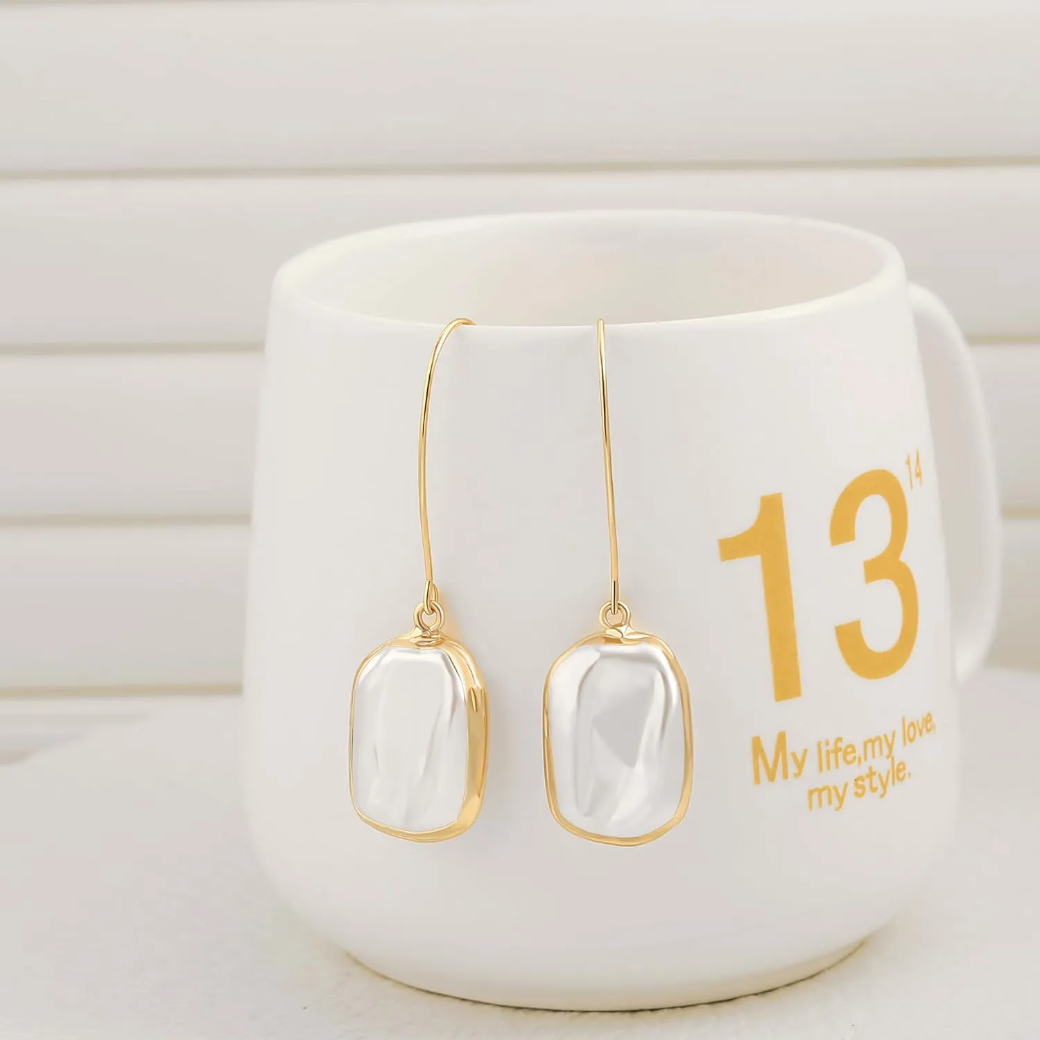 SOFYBJA Statement Long Gold Circle Simicircle Ball Dangling Earrings for Women Lightweight Circle Disc Coin Geometric Flat Brushed 18k Gold Plated Drop Dangle Hanging Hoop Earrings for women Gift for Her