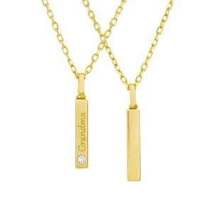 Solid Gold Bar Necklace 18K 14K - Cremation Jewelry for Ashes Holder Custom Engraving Memorial Bar Urn Pendant, Keepsake Jewelry - Recycled Metal Human Ashes, Jewelry (14K-Plain, Just Pendant)