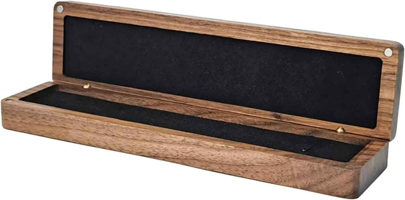 Solid Wooden Long Necklace Gift Box,Bracelet Storage Case for Wedding, Engagement,Proposal, Birthday and Anniversary Jewelry Display Box(Black velour lining)