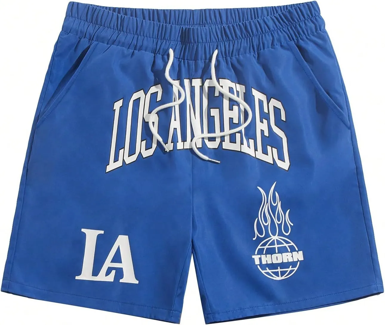 SOLY HUX Men's Drawstring Waist Athletic Shorts Workout Basketball Shorts Summer Printed Track Shorts