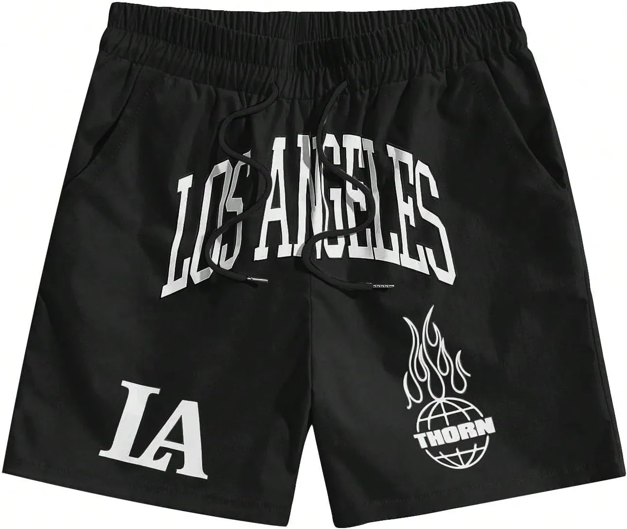 SOLY HUX Men's Drawstring Waist Athletic Shorts Workout Basketball Shorts Summer Printed Track Shorts