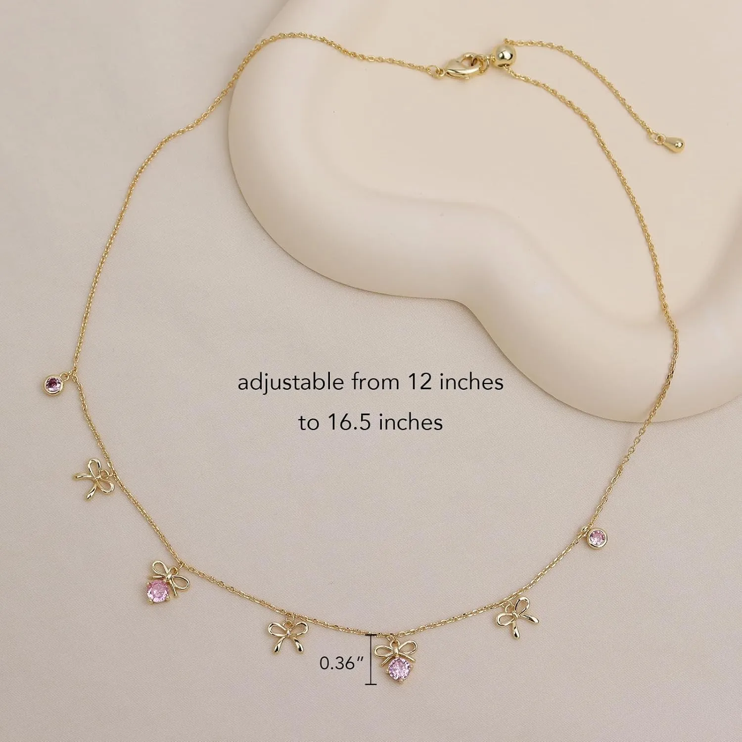 Sonateomber Dainty Gold Charm Choker Necklaces for Women, Square Emerald Heart Bow Cross Pendant Adjustable Chain Wedding Prom Jewelry Gifts